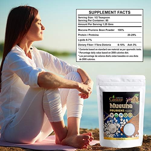 Organic Cadane Mucuna Pruriens Powder 1 Pound   Promotes Brain Health  Supports Immune System  Energy   USDA Certified Vegan Friendly Supplements   Pure Natural Velvet Beans Extract from India
