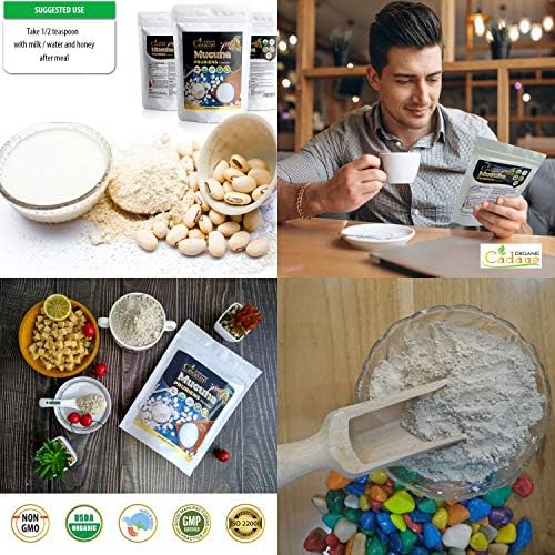 Organic Cadane Mucuna Pruriens Powder 1 Pound   Promotes Brain Health  Supports Immune System  Energy   USDA Certified Vegan Friendly Supplements   Pure Natural Velvet Beans Extract from India