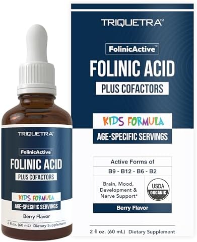 Organic FolinicActive Kids   Folinic Acid   B12  B6 & B2 Cofactors   Gentle Methylation Support for Mood  Energy & Cognition  Age Adjustable Dosing for Kids 1 18  Non GMO  Vegan  Berry Flavor  60mL 