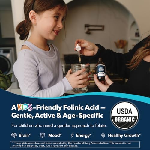 Organic FolinicActive Kids   Folinic Acid   B12  B6 & B2 Cofactors   Gentle Methylation Support for Mood  Energy & Cognition  Age Adjustable Dosing for Kids 1 18  Non GMO  Vegan  Berry Flavor  60mL 