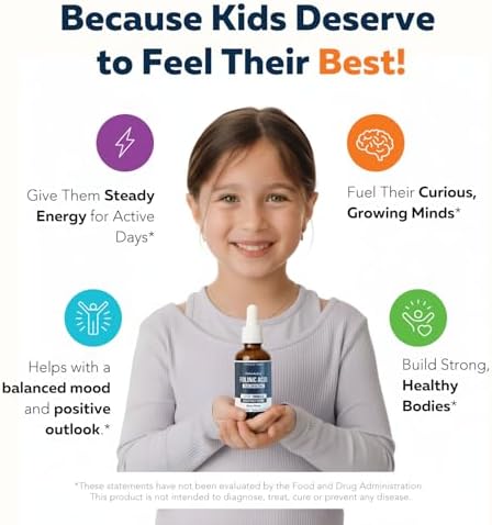 Organic FolinicActive Kids   Folinic Acid   B12  B6 & B2 Cofactors   Gentle Methylation Support for Mood  Energy & Cognition  Age Adjustable Dosing for Kids 1 18  Non GMO  Vegan  Berry Flavor  60mL 