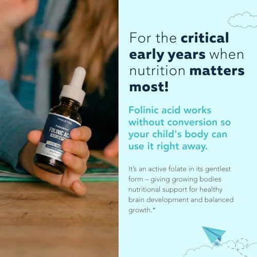 Organic FolinicActive Kids   Folinic Acid   B12  B6 & B2 Cofactors   Gentle Methylation Support for Mood  Energy & Cognition  Age Adjustable Dosing for Kids 1 18  Non GMO  Vegan  Berry Flavor  60mL 