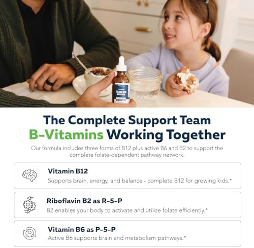 Organic FolinicActive Kids   Folinic Acid   B12  B6 & B2 Cofactors   Gentle Methylation Support for Mood  Energy & Cognition  Age Adjustable Dosing for Kids 1 18  Non GMO  Vegan  Berry Flavor  60mL 