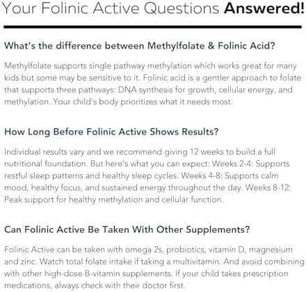 Organic FolinicActive Kids   Folinic Acid   B12  B6 & B2 Cofactors   Gentle Methylation Support for Mood  Energy & Cognition  Age Adjustable Dosing for Kids 1 18  Non GMO  Vegan  Berry Flavor  60mL 