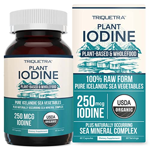 Organic Iodine Supplement from Sea Vegetable Complex  Whole Food & Raw Form   Iodine Plus Trace Mineral Complex   Contains Purest Icelandic Sea Kelp  Irish Moss & Bladderwrack  250 mcg 