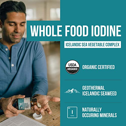 Organic Iodine Supplement from Sea Vegetable Complex  Whole Food & Raw Form   Iodine Plus Trace Mineral Complex   Contains Purest Icelandic Sea Kelp  Irish Moss & Bladderwrack  250 mcg 
