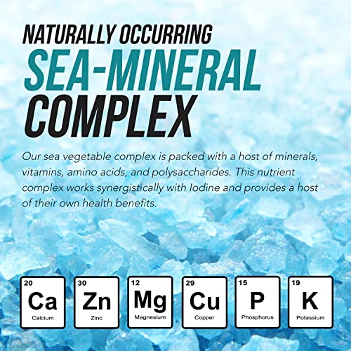 Organic Iodine Supplement from Sea Vegetable Complex  Whole Food & Raw Form   Iodine Plus Trace Mineral Complex   Contains Purest Icelandic Sea Kelp  Irish Moss & Bladderwrack  250 mcg 