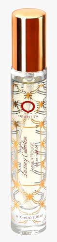Orientica Amber Rouge 4 Pc Gift Set   Eau De Parfum   Woody  Amber  Saffron  Praline  Jasmine  Orange  Oak Moss  Seaweed   Arabic Perfume for Men & Women   2 7oz  7 5ml & 2 X 10ml spray