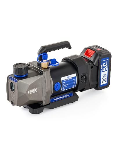 Orion Motor Tech Cordless Lithium Ion HVAC Vacuum Pump  3 cfm Vacuum Pump  Battery Powered Auto AC Vacuum Pump for R134a R410a R1234yf Systems  1/4hp Single Stage Vacuum Pump Automotive
