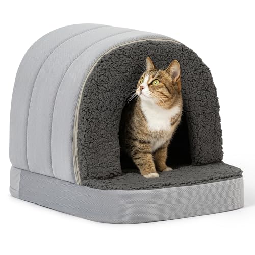 Cama ortopédica para perros - Caseta para perros de interior con espuma tipo jaula de huevos - Cama de tienda con forro impermeable y base antideslizante, ideal para razas pequeñas y apta para jaulas de 61 cm - 58 x 40 cm, color carbón