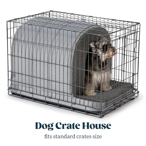 Cama ortopédica para perros - Caseta para perros de interior con espuma tipo jaula de huevos - Cama de tienda con forro impermeable y base antideslizante, ideal para razas pequeñas y apta para jaulas de 61 cm - 58 x 40 cm, color carbón
