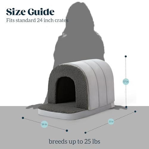 Cama ortopédica para perros - Caseta para perros de interior con espuma tipo jaula de huevos - Cama de tienda con forro impermeable y base antideslizante, ideal para razas pequeñas y apta para jaulas de 61 cm - 58 x 40 cm, color carbón