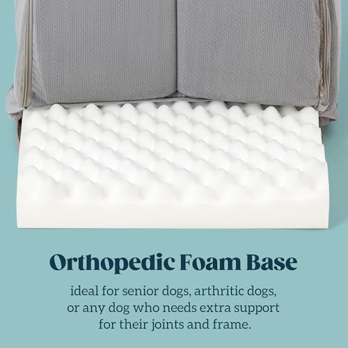 Cama ortopédica para perros - Caseta para perros de interior con espuma tipo jaula de huevos - Cama de tienda con forro impermeable y base antideslizante, ideal para razas pequeñas y apta para jaulas de 61 cm - 58 x 40 cm, color carbón