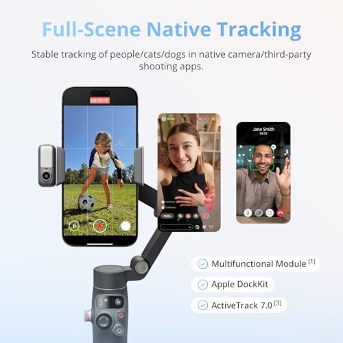 Osmo Mobile 8 Gimbal Stabilizer for Phone  Native Tracking with Audio & Lighting  360  Pan Rotation  Built in Extension Rod & Tripod  10h Battery  Extension Rod  Robust 3 Axis Stabilization