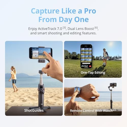 Osmo Mobile 8 Gimbal Stabilizer for Phone  Native Tracking with Audio & Lighting  360  Pan Rotation  Built in Extension Rod & Tripod  10h Battery  Extension Rod  Robust 3 Axis Stabilization