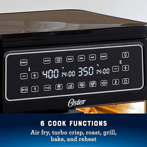 Oster 11 Quart Dual Air Fryer Oven with 2 Cooking Zones  Large Capacity Air Fryer with 6 Cooking Functions & 2 Baskets