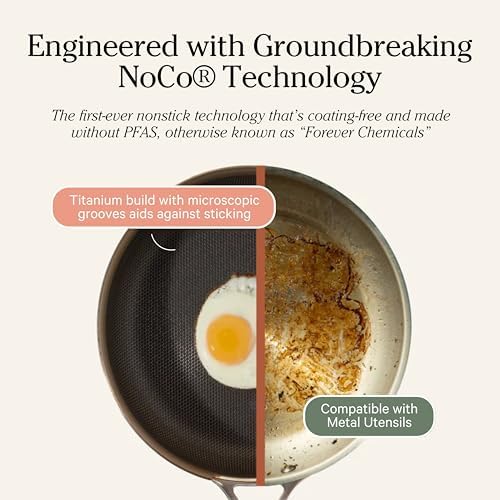 Our Place Titanium Mini Always Pan Pro   8 5   1 48 Qt  No Coating Nonstick Skillet   Tri Ply Titanium & Stainless Steel   Safe for Oven  Induction & Cooktops up to 1000 F   Includes Spatula   Chrome