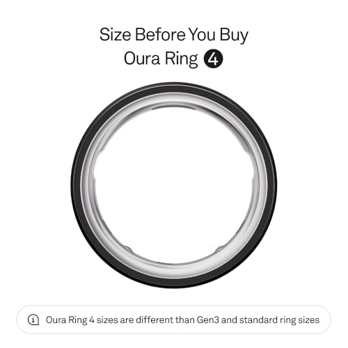 Talla 13 - Oura - Ring 4, anillo inteligente, monitor de sueño, frecuencia cardíaca, forma física, 8 días de batería, talla 13, negro