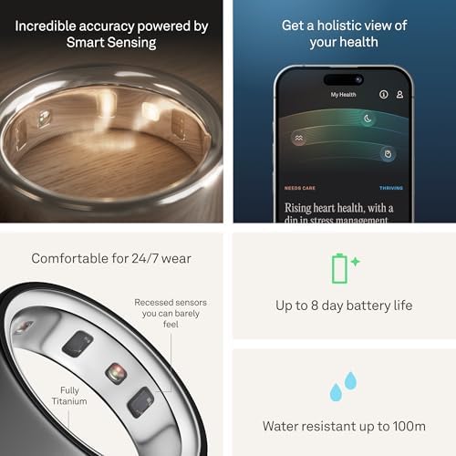 Oura Ring 4   Stealth   Size 12   Sleep  Activity  Women s Health  AI Advisor  Up to 8 Days of Battery Life  Size Before You Buy  Android & iOS Compatible