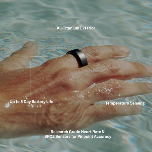 Oura Ring 4   Stealth   Size 12   Sleep  Activity  Women s Health  AI Advisor  Up to 8 Days of Battery Life  Size Before You Buy  Android & iOS Compatible