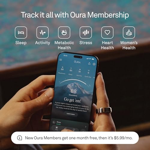 Oura Ring 4   Stealth   Size 12   Sleep  Activity  Women s Health  AI Advisor  Up to 8 Days of Battery Life  Size Before You Buy  Android & iOS Compatible