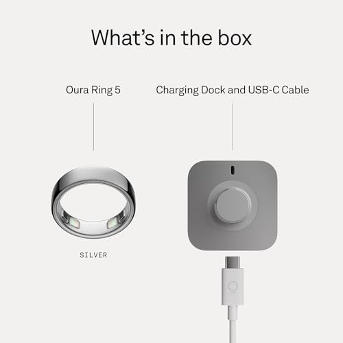 Oura Ring 5   Silver   Size 8   World s Smallest Smart Ring   Sleep  Activity  Women s Health  AI Advisor  1 Week of Battery Life  Size Before You Buy  Android & iOS Compatible