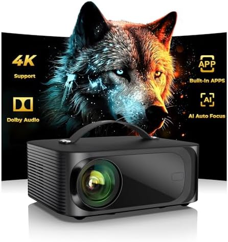 Outdoor Projector 4K with WiFi and Bluetooth   3000 Brightness/50W DoIby/Built in APPs  Portable Projector Smart OS 2 0&AI Auto Focus  ONOAYO Movie Proyector Compatible with Netflix/YouTube/PrimeVideo