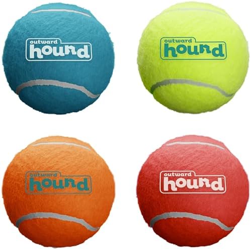 Outward Hound Squeaker Ballz   Squeaky Tennis Balls for Dogs Under 50 lbs  Interactive Dog Toy for Fetch & Training  Medium  2 5   4 Pack