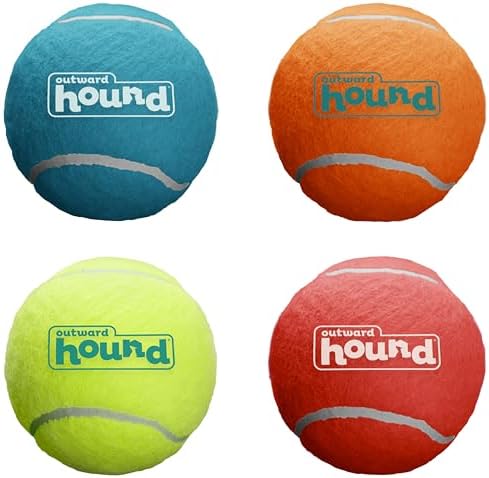 Outward Hound Squeaker Ballz   Squeaky Tennis Balls for Dogs Under 50 lbs  Interactive Dog Toy for Fetch & Training  Medium  2 5   4 Pack