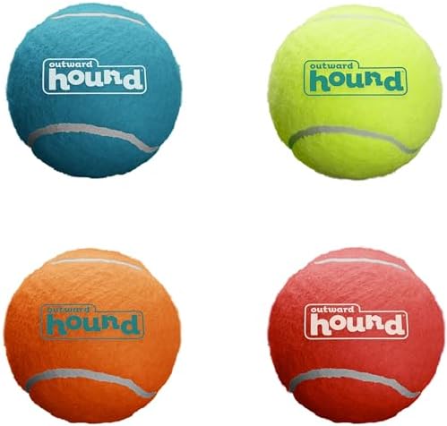 Outward Hound Squeaker Ballz   Squeaky Tennis Balls for Dogs Under 50 lbs  Interactive Dog Toy for Fetch & Training  Medium  2 5   4 Pack