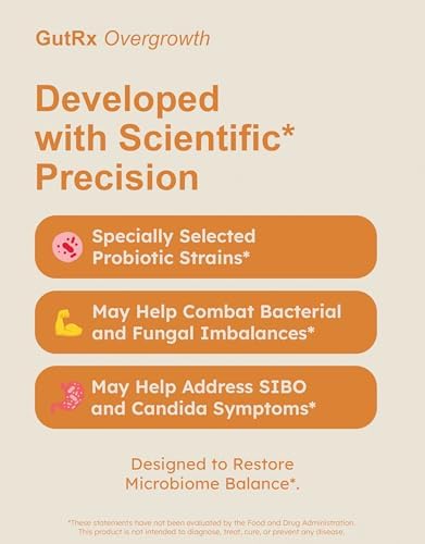 Overgrowth Probiotics for Women and Men with Saccharomyces Boulardii  Lactobacillus Reuteri & Bifidobacterium for Supporting Gut Health & Digestive Health  Gluten Free  30 Capsules