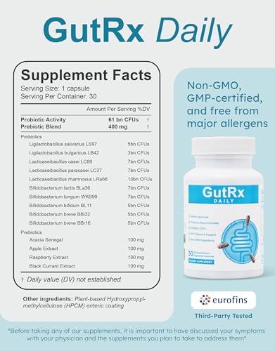 Overgrowth Probiotics for Women and Men with Saccharomyces Boulardii  Lactobacillus Reuteri & Bifidobacterium for Supporting Gut Health & Digestive Health  Gluten Free  30 Capsules
