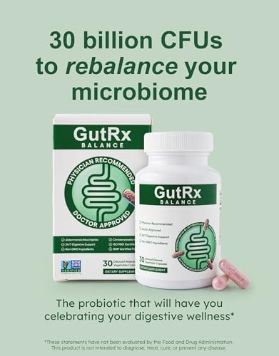 Overgrowth Probiotics for Women and Men with Saccharomyces Boulardii  Lactobacillus Reuteri & Bifidobacterium for Supporting Gut Health & Digestive Health  Gluten Free  30 Capsules