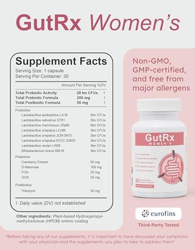 Overgrowth Probiotics for Women and Men with Saccharomyces Boulardii  Lactobacillus Reuteri & Bifidobacterium for Supporting Gut Health & Digestive Health  Gluten Free  30 Capsules