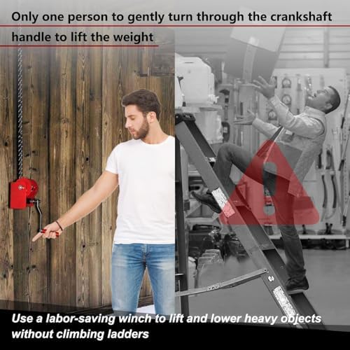 Overhead Garage Storage Lift Hoist  Heavy Duty Ceiling Mounted Garage Storage Lift System for Organization  Easy to Install  Heavy Duty Ceiling Mounted Garage Storage Lift