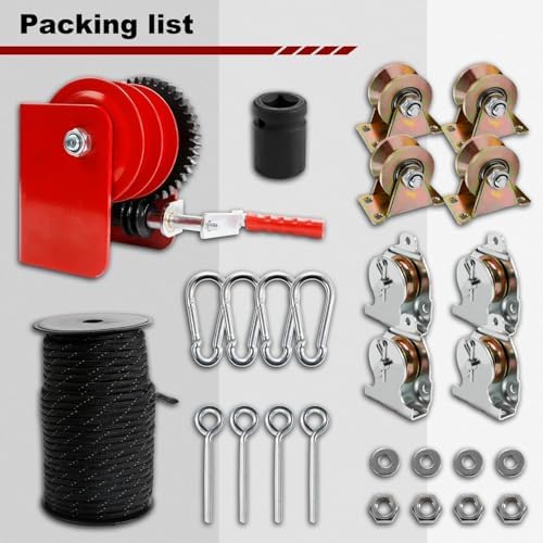 Overhead Garage Storage Lift Hoist  Heavy Duty Ceiling Mounted Garage Storage Lift System for Organization  Easy to Install  Heavy Duty Ceiling Mounted Garage Storage Lift