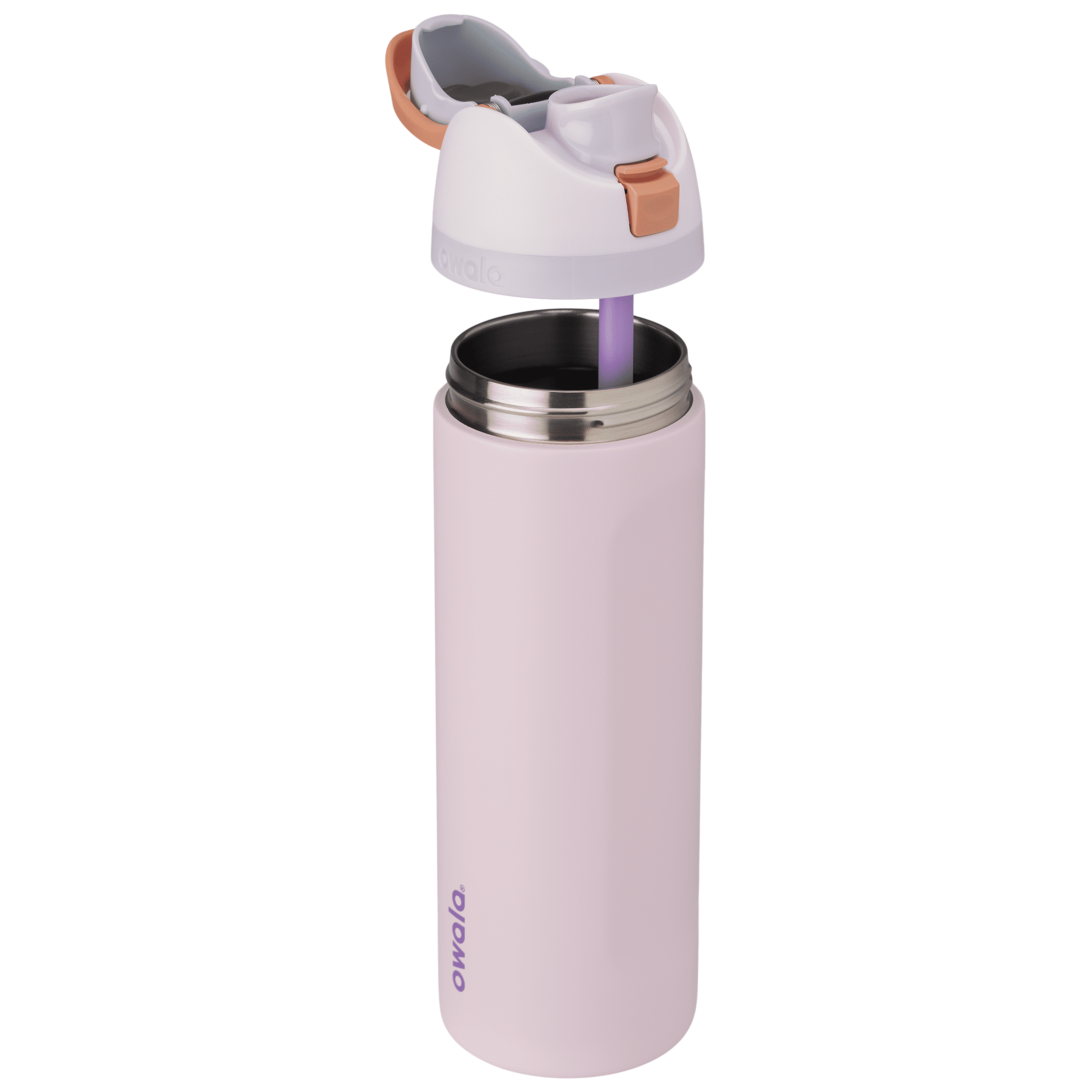 Owala FreeSip Insulated Stainless Steel Water Bottle with Straw and Carry Handle  24 Ounce  Sugar Spice Pink