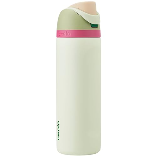 Owala FreeSip - Botella de agua aislada de acero inoxidable con popote para deportes y viajes, botella de agua deportiva sin BPA, 24 onzas, verde/menta, deporte alpino