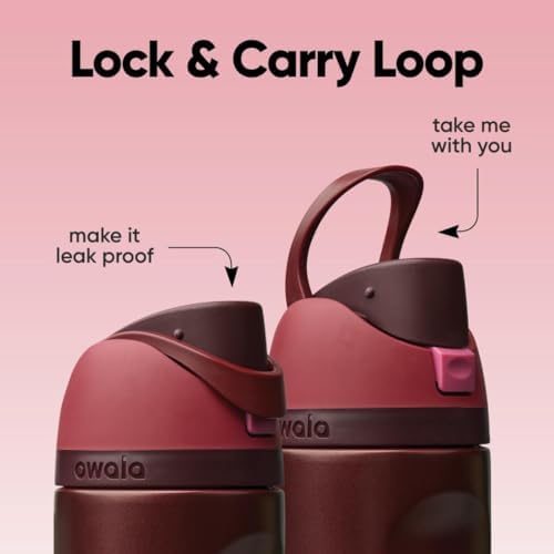 Owala FreeSip Insulated Stainless Steel Water Bottle with Straw  BPA Free Sports Water Bottle  Great for Travel  24 Oz  Black Cherry
