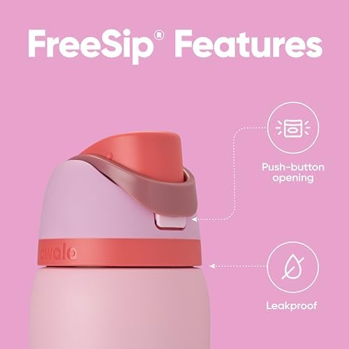 Owala FreeSip Insulated Stainless Steel Water Bottle with Straw for Sports and Travel  BPA Free Sports Water Bottle  32 oz  Pink  Angel Food Cake