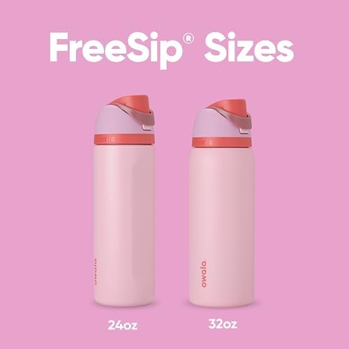 Owala FreeSip Insulated Stainless Steel Water Bottle with Straw for Sports and Travel  BPA Free Sports Water Bottle  32 oz  Pink  Angel Food Cake