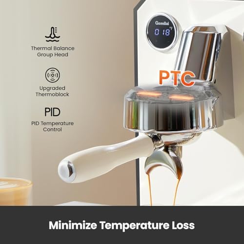 Owl Espresso Machine  15 Bar Professional Semi Automatic Espresso Maker with Milk Frother Steam Wand  57oz Removable Water Tank  Dual Display  for Cappuccino  Latte at home  G3006  Ivory White