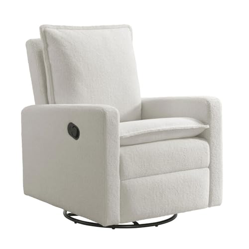 Oxford Baby Uptown Upholstered Swivel Glider and Recliner Nursery Chair  Boucle White