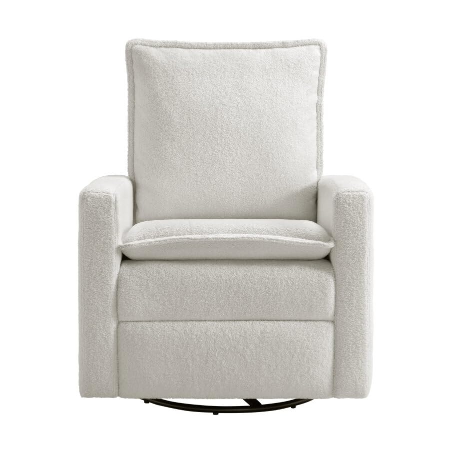 Oxford Baby Uptown Upholstered Swivel Glider and Recliner Nursery Chair  Boucle White