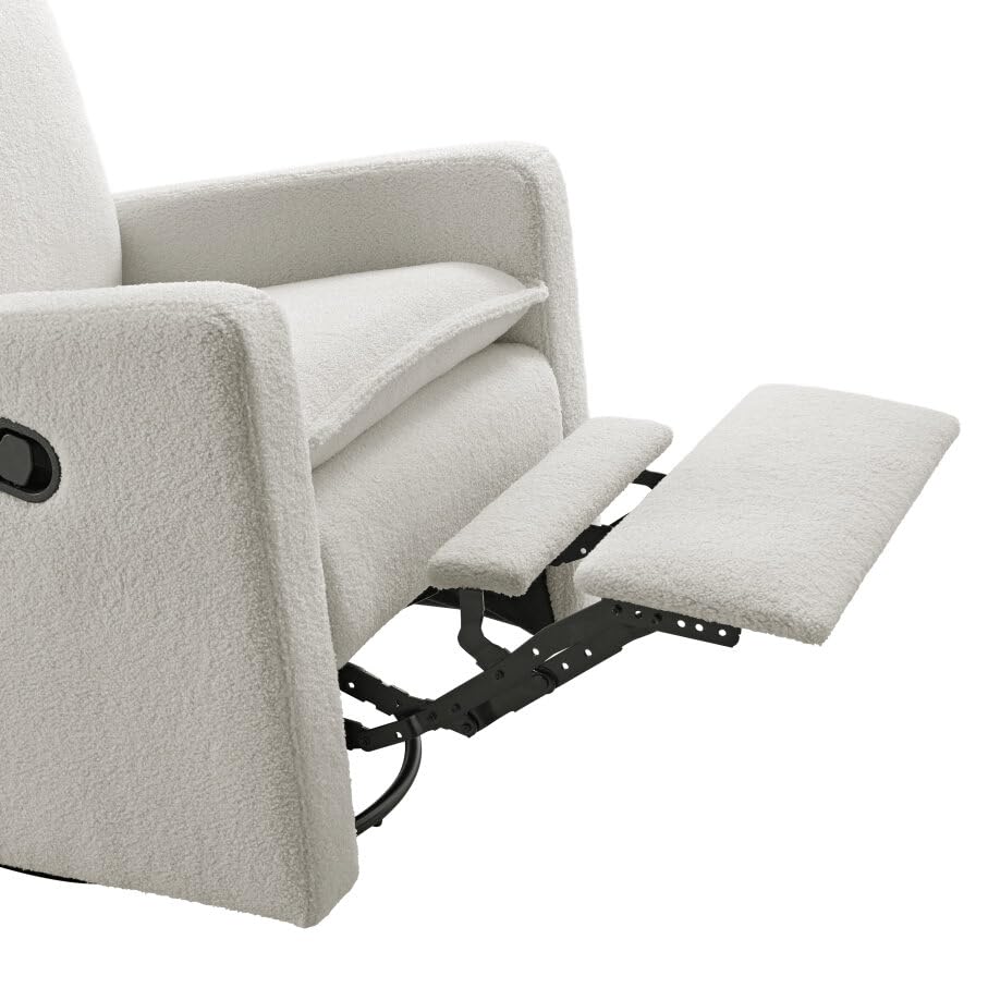Oxford Baby Uptown Upholstered Swivel Glider and Recliner Nursery Chair  Boucle White