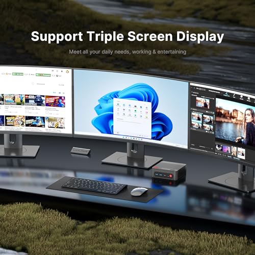P4 Light Gaming Mini PC  Ryzen 7 5825U  32GB RAM 1TB SSD  11 Pro Triple 4K 60HZ Displays Desktop Computers  Support PS3 Emulator Micro PC  HDMI DP Type C  WiFi 6E  BT5 2  Dual 2 5GbE LAN