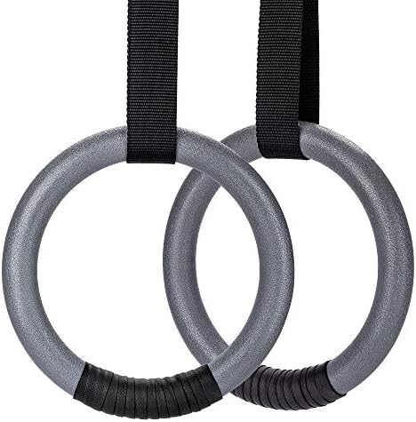 PACEARTH Gymnastic Rings 1100lbs Capacity with 14 76ft Adjustable Buckle Straps Pull Up Exercise Rings Non Slip Rings for Home Gym Full Body Workout
