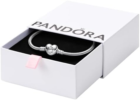 PANDORA Moments Heart Clasp Snake Chain Bracelet   Compatible Moments Charms   Gift for Her   Sterling Silver   With Gift Box