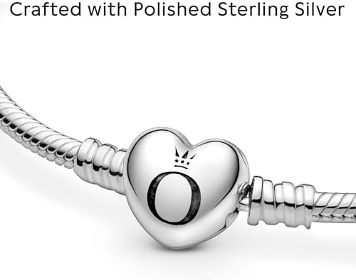 PANDORA Moments Heart Clasp Snake Chain Bracelet   Compatible Moments Charms   Gift for Her   Sterling Silver   With Gift Box