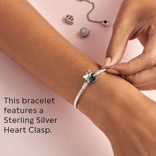 PANDORA Moments Heart Clasp Snake Chain Bracelet   Compatible Moments Charms   Gift for Her   Sterling Silver   With Gift Box